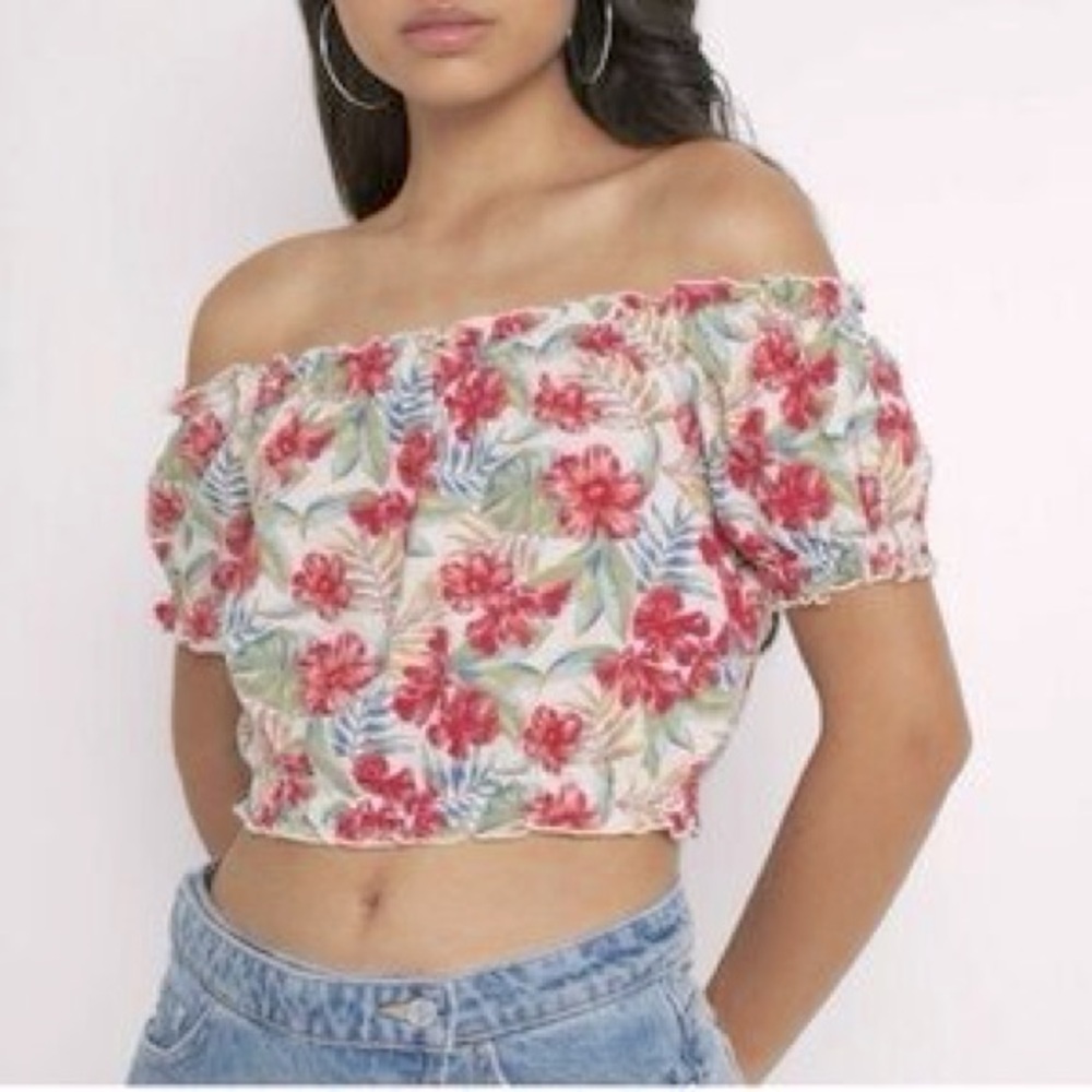 American Eagle - Off the Shoulder Tropical Top